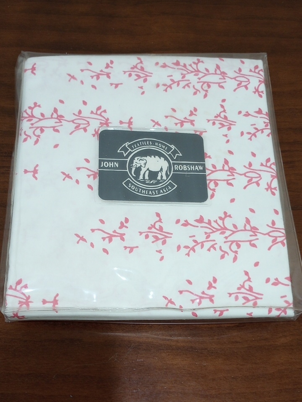 John Robshaw Textiles 100% Cotton Block Print Rosado Table Cloth, 60"x60" - New!